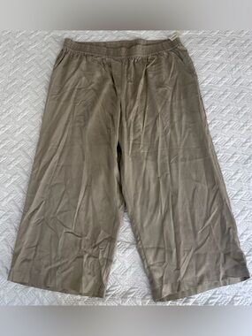 Elaine Rose Plus Size 3X Elastic Waist Crop Pants Taupe Tan NEW w TAGS
